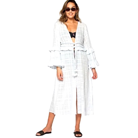 Peace Love World Gauze Duster White - Large Bathing Suit Cover - Picture 2 of 8